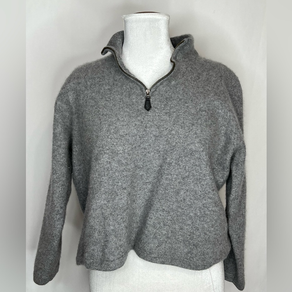 Daniel Bishop Women’s Cashmere 3/4 Zip Cropped Pullover Sweater Size L